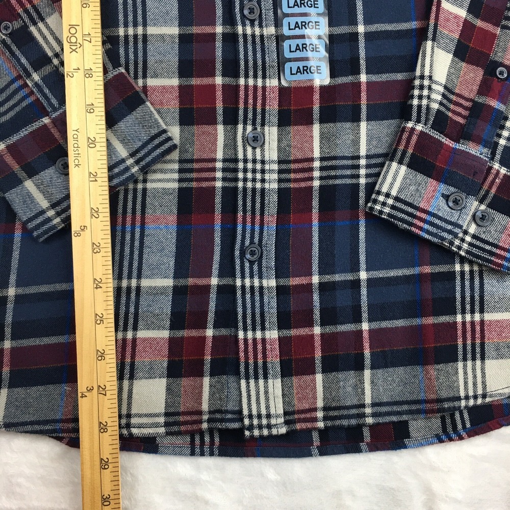 Eddie Bauer Shirt Mens Large Flannel Blue/Gray Plaid Bristol NEW MRSP 59.00 - Picture 6 of 9